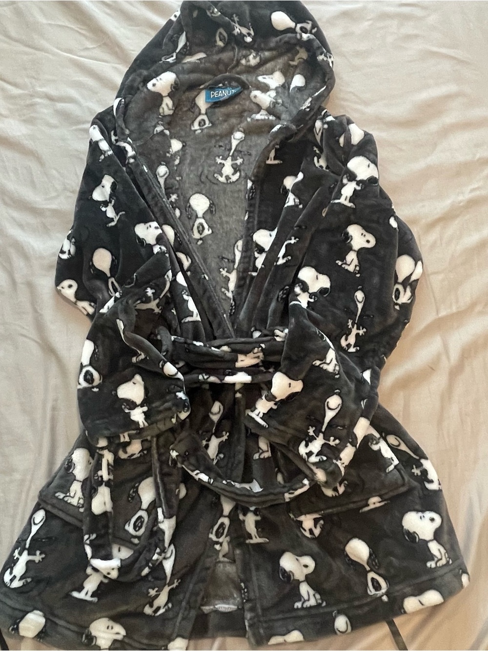 Peanuts Blue and White Logo Plush Robe